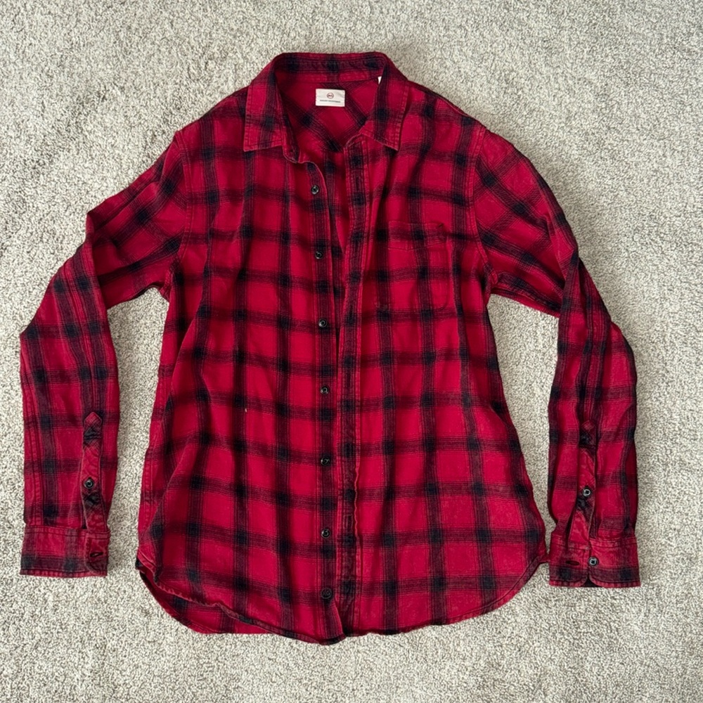 AG Adriano Goldschmied Long Sleeve Button Front Flannel
